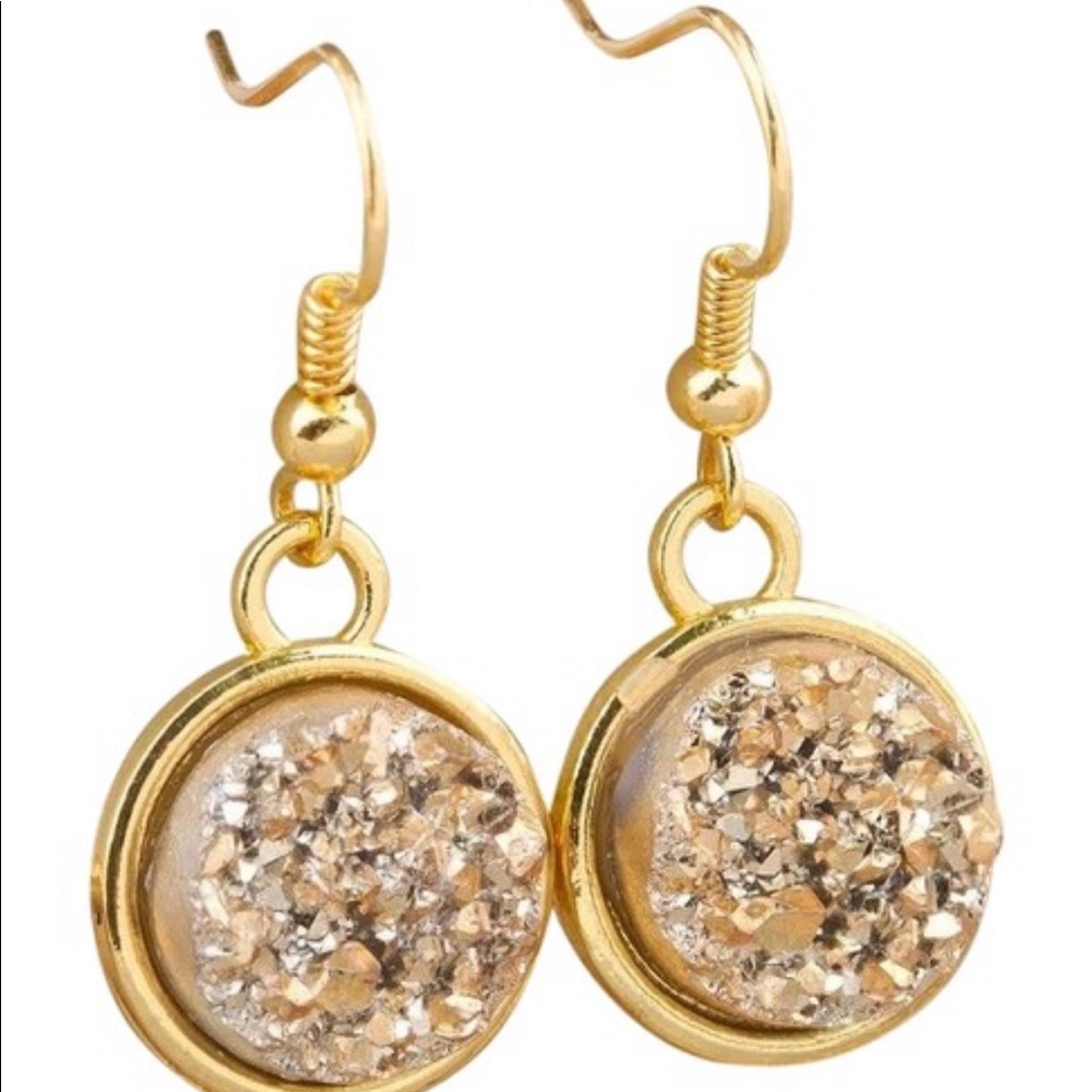 🌸NEW🌸Druzy Handmade Chic Drop Earrings Gold